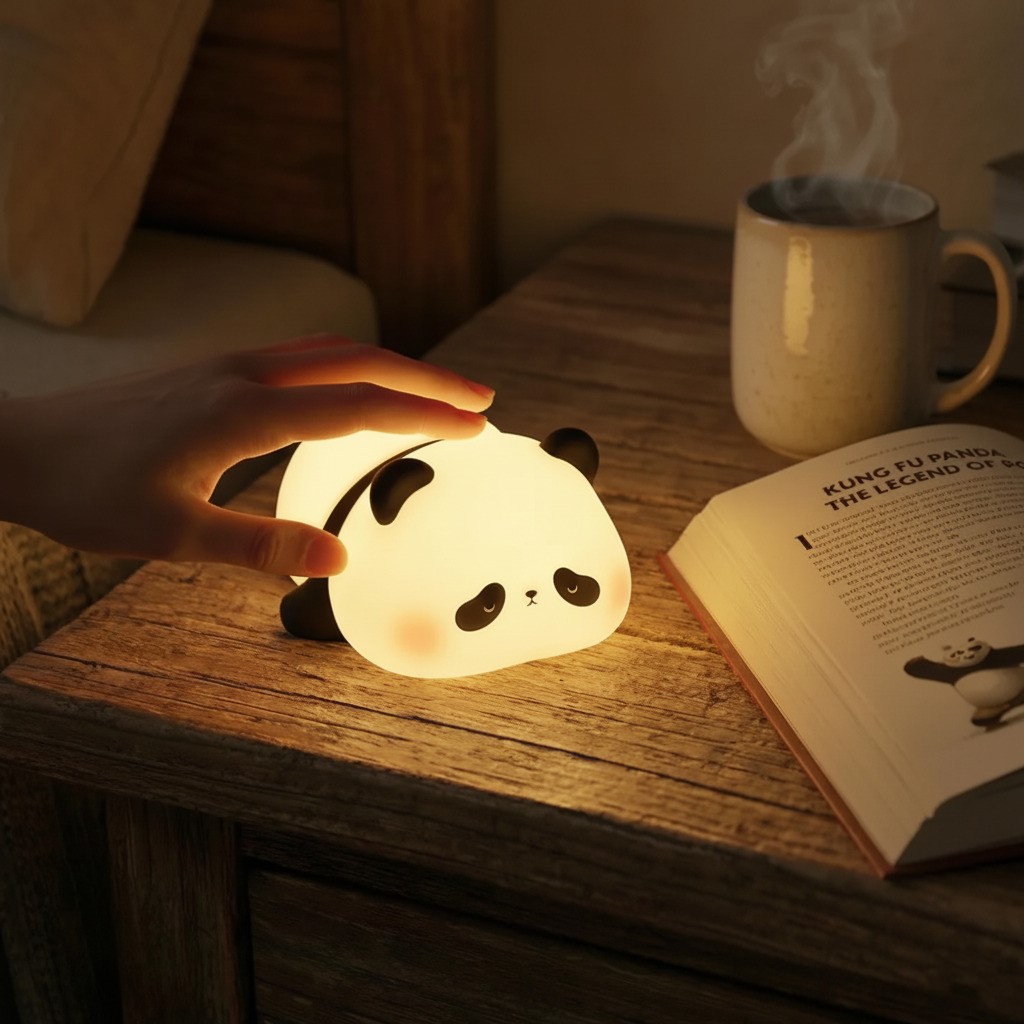 ByteCart Cute Panda LED Night Lamp – Soft Silicone Warm Light for Kids & Home De